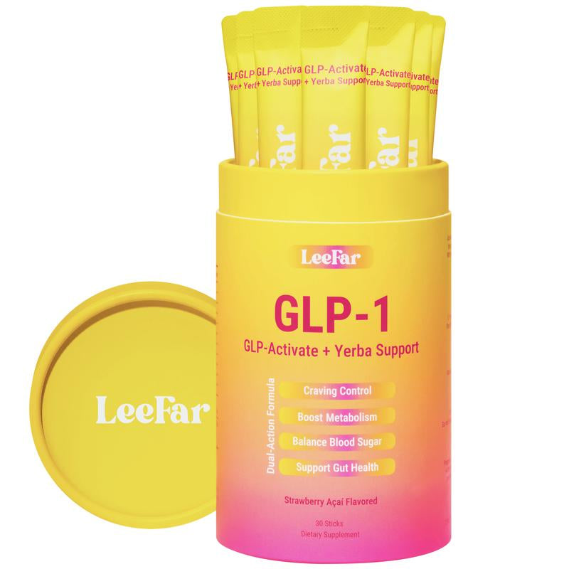Leefar GLP-1 Drink Mix – Dual-Action Craving & Metabolism Support | Berberine, Chromium, 5-HTP, Yerba Mate & Magnesium | Supports GLP-1 Pathway, Blood Sugar & Gut Health | Strawberry Açaí Flavor – 30 Servings