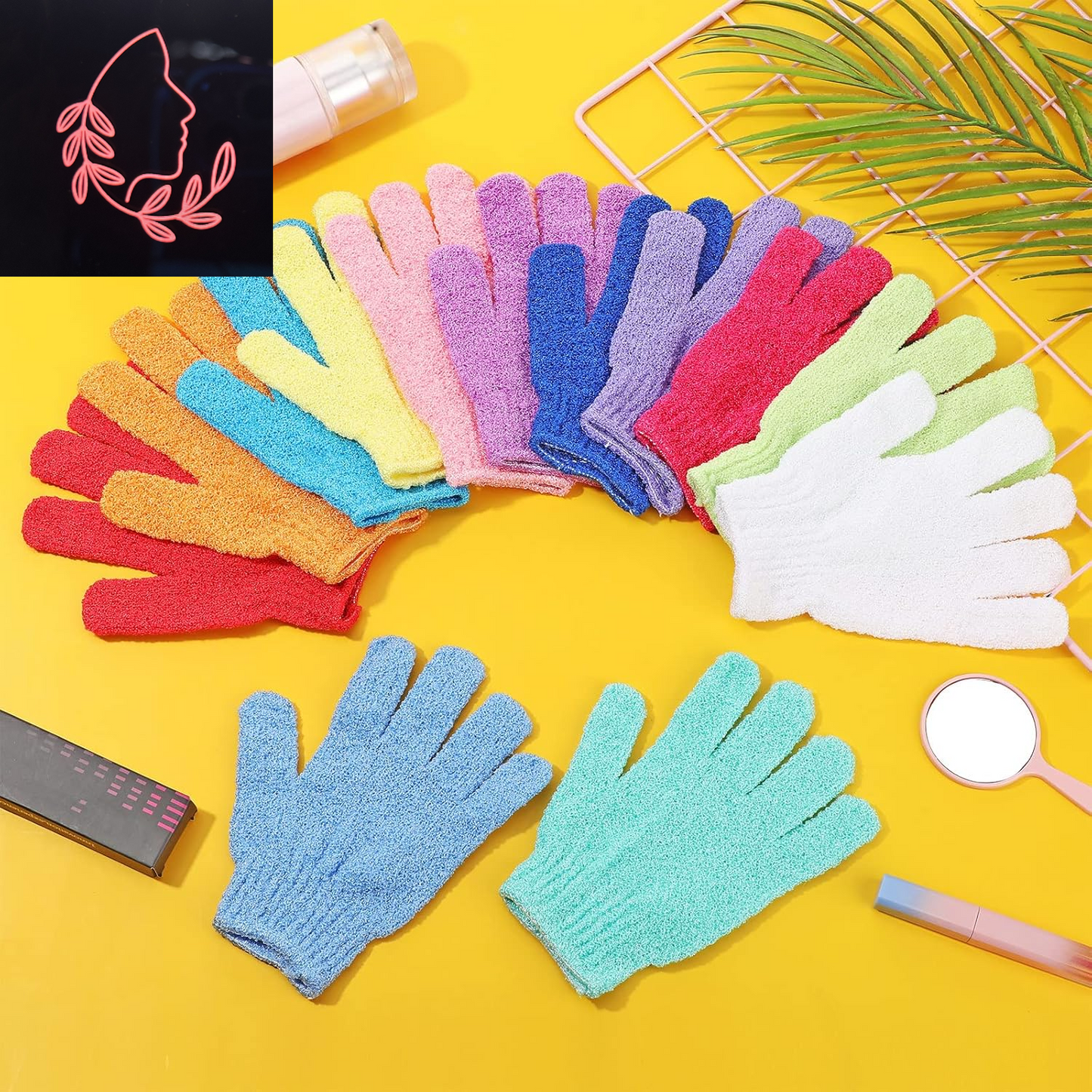 50 Pcs Exfoliating Gloves - Double Sided Bath Shower Scrubber for Deep Skin Cleanse & Spa Massage - 13 Vibrant Colors!