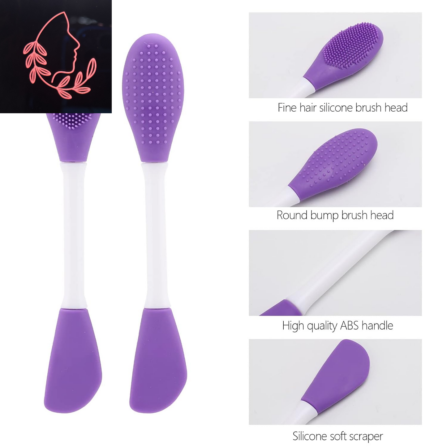 10-Pack Silicone Face Mask Applicators & Double-Sided Facial Scrubber Brush for Gentle Exfoliation and Deep Cleansing