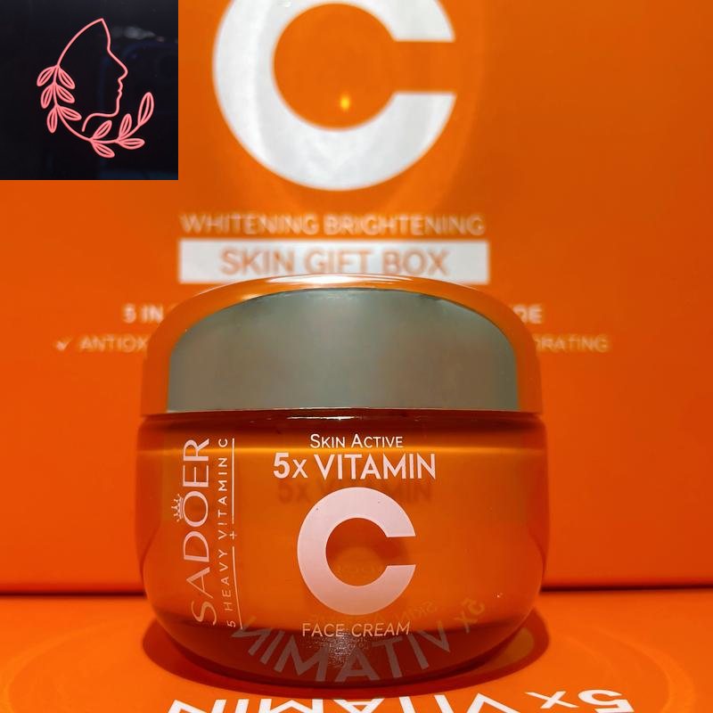 SADOER Vitamin C Skin Care Set with Cleanser, Toner, Face Serum, Face Cream, and Eye Cream, Face Lotion,Skin Care Products for Teenage Girls, Gentle Skin Cleaning & Care Travel Size Kit Daily