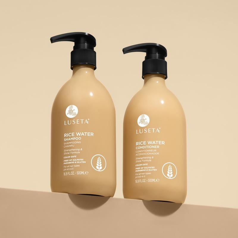Luseta Rice Water Shampoo and Conditioner Set Strengthening & Nourishing Revitalizes Shine for All Hair Types Hydrating & Frizz Control for Women and Men 16.9Oz*2