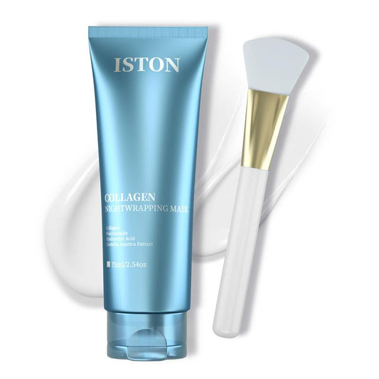 ISTON Collagen Night Warpping Mask 2.54 Fl Oz（75Ml ）– Firming & Hydrating Night Mask for Glass Skin Glow, All Skin Types