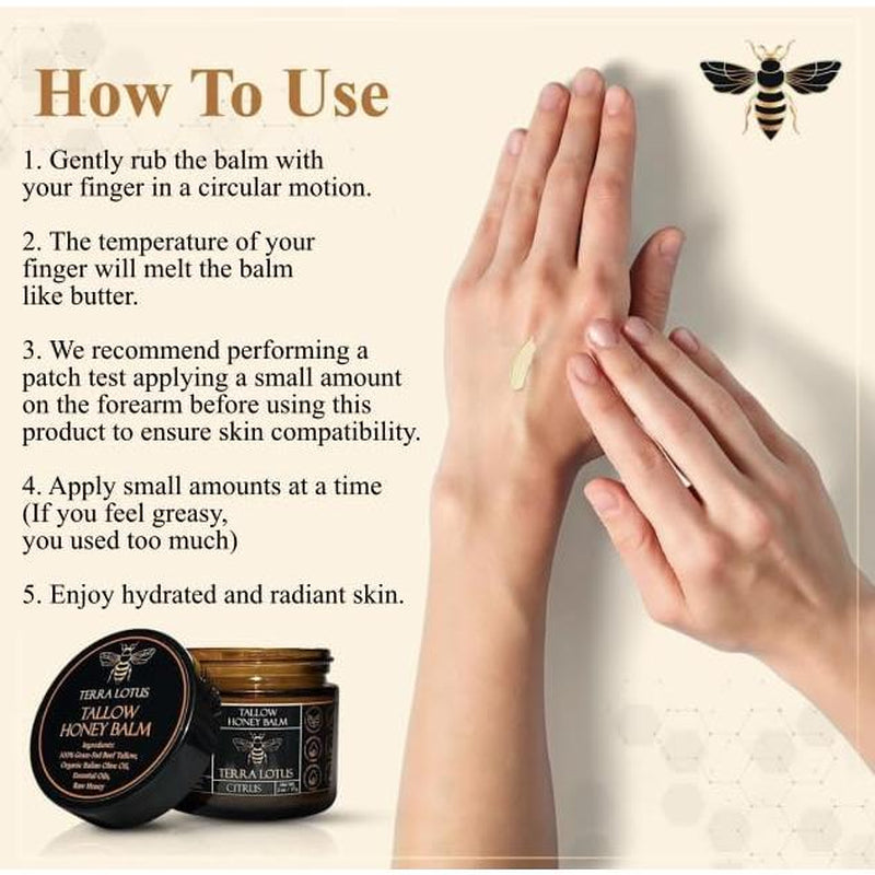 Organic Grass-Fed Beef Tallow Balm with Raw Honey - Moisturizing Cream for Soft, Smooth Skin - Handmade All-Natural Moisturizer (2 Oz, Lavender)