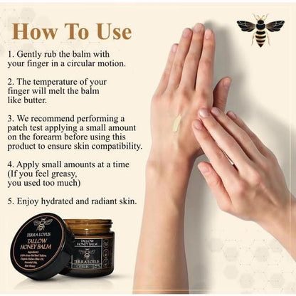 Organic Grass-Fed Beef Tallow Balm with Raw Honey - Moisturizing Cream for Soft, Smooth Skin - Handmade All-Natural Moisturizer (2 Oz, Lavender)