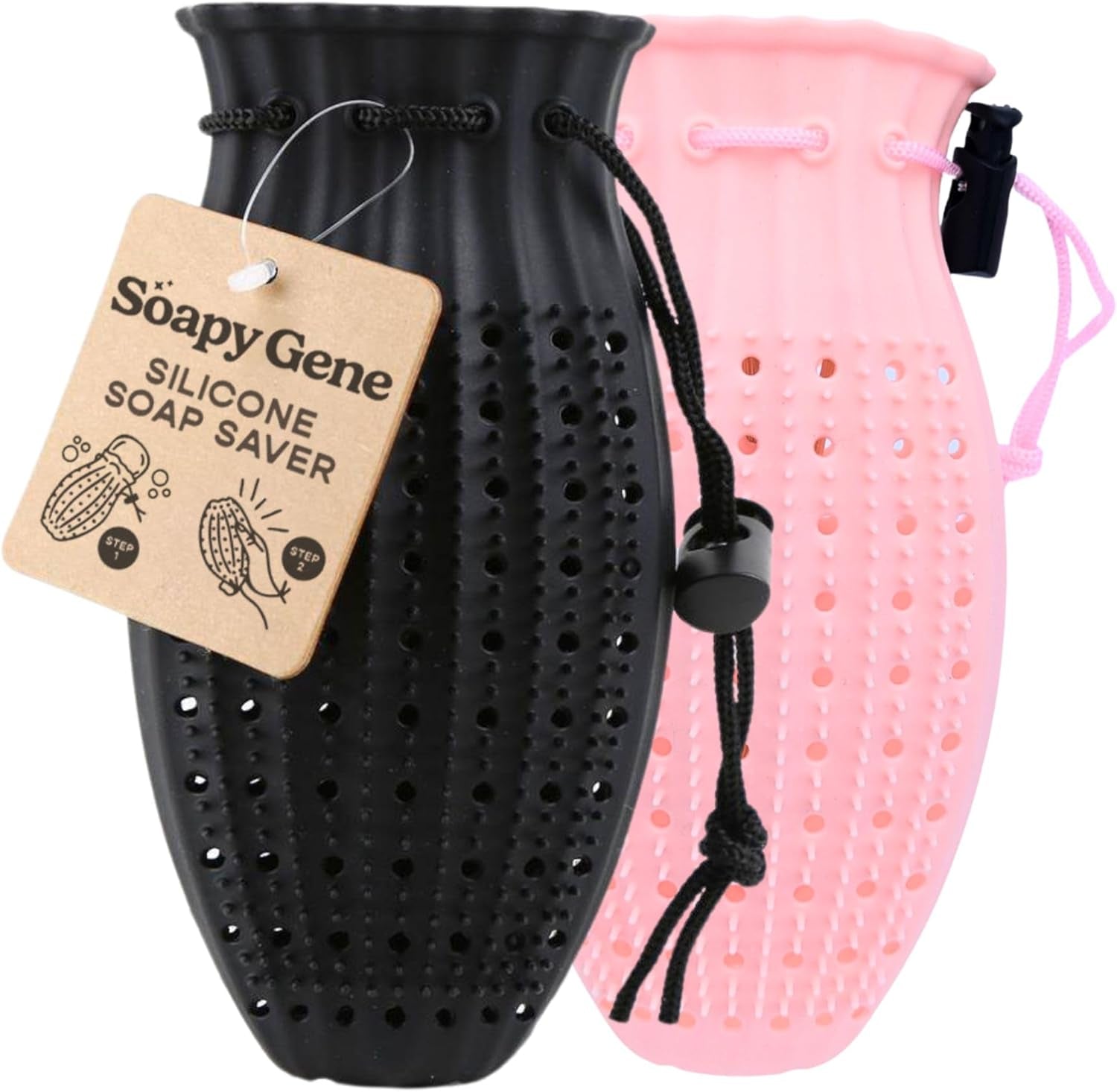 Soap Saver Bag, Gentle Exfoliating Loofah Pouch, Soap Sleeves for Bars, Exfoliating Bag, Bar Soap Pouch, Mesh Soap Bags for Soap Bars, Soap Bar Bag, Silicone Body Scrubber, Pink Loofah