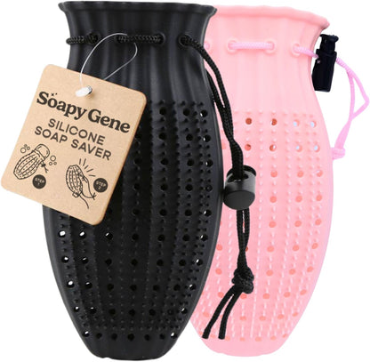 Soap Saver Bag, Gentle Exfoliating Loofah Pouch, Soap Sleeves for Bars, Exfoliating Bag, Bar Soap Pouch, Mesh Soap Bags for Soap Bars, Soap Bar Bag, Silicone Body Scrubber, Pink Loofah