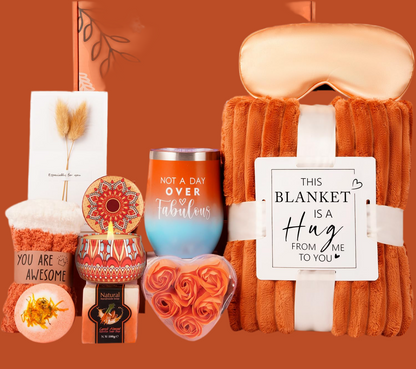 Fall Gifts Basket for Women,Birthday Gifts for Women Mom Her Wife Friend W/Fall Candle,Fall Home Decor,Self Care Get Well Gifts Spa Set,Anniversary,Halloween Christmas Thanksgiving Fall Gifts Box Cozy