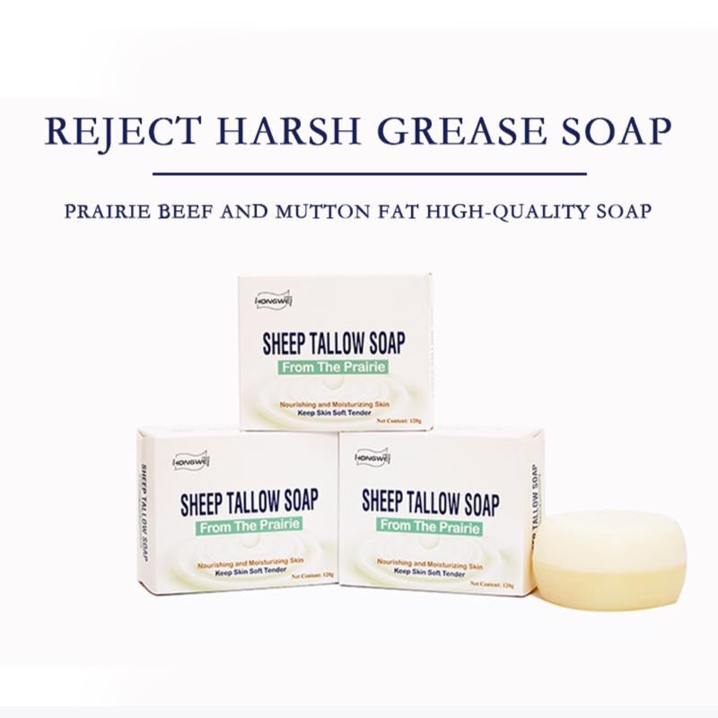 4 Pack Hongwei Sheep Tallow Soap; Natural Ingredients; Unclog Clogged Pores; Improve Acne Prone Skin; Brightens Skin Tone. Skincare Body Care Body Wash Cleansing Skin Repair Moisturize Comfort Cleanser Moisture Sensitive Moisturizer Hydrating