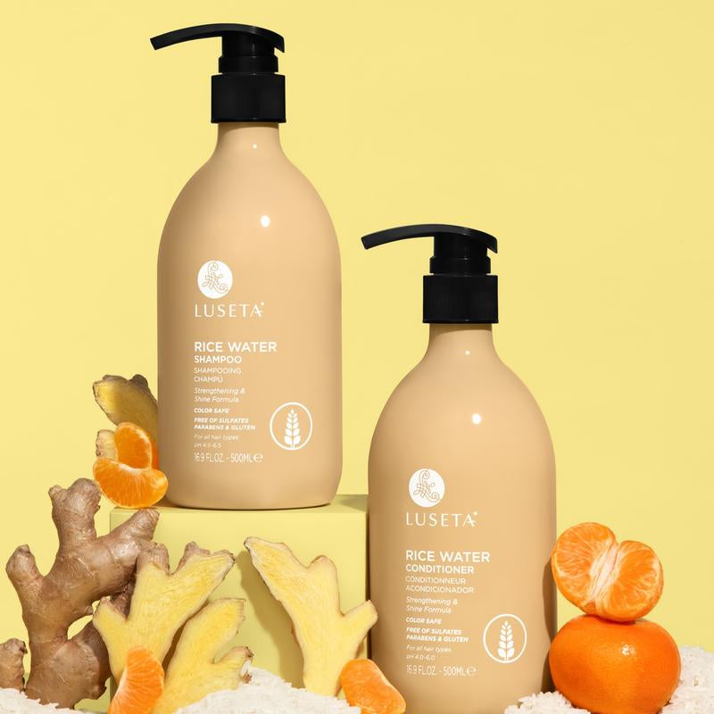 Luseta Rice Water Shampoo and Conditioner Set Strengthening & Nourishing Revitalizes Shine for All Hair Types Hydrating & Frizz Control for Women and Men 16.9Oz*2