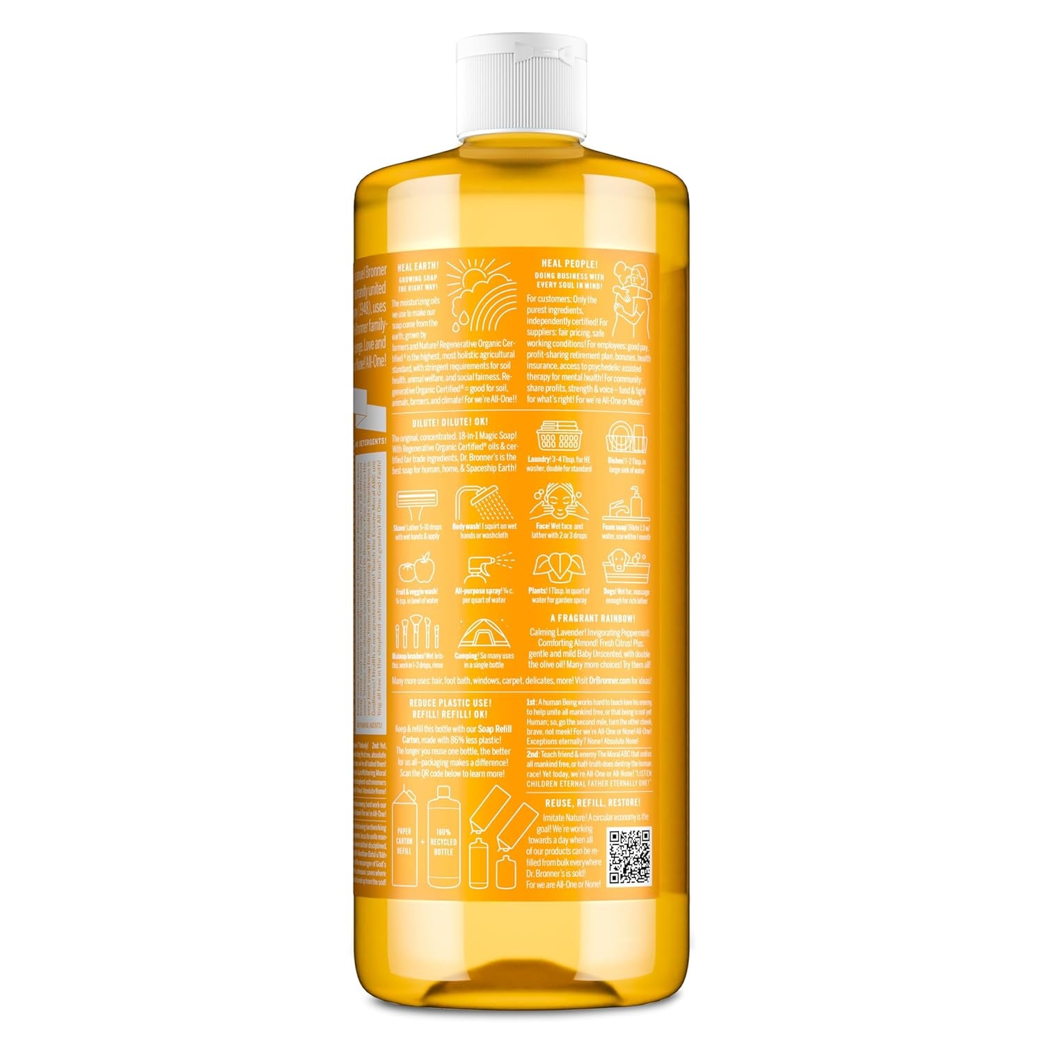 - Pure-Castile Liquid Soap (Citrus, 32 Ounce, 2-Pack) - Made with Organic Oils, 18-In-1 Uses: Face, Body, Hair, Laundry, Pets and Dishes, Concentrated, Vegan, Non-Gmo