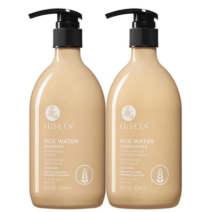 Luseta Rice Water Shampoo and Conditioner Set Strengthening & Nourishing Revitalizes Shine for All Hair Types Hydrating & Frizz Control for Women and Men 16.9Oz*2