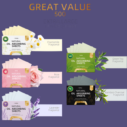 5 Scents of 500 Natural Oil Blotting Sheets for Face - Makeup Friendly Oil Blotting Sheets ,Face Skin Care for Women and Men,Compact Smooth Cosmetic
