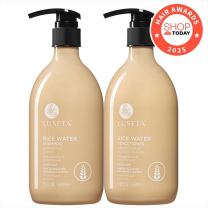Luseta Rice Water Shampoo and Conditioner Set Strengthening & Nourishing Revitalizes Shine for All Hair Types Hydrating & Frizz Control for Women and Men 16.9Oz*2