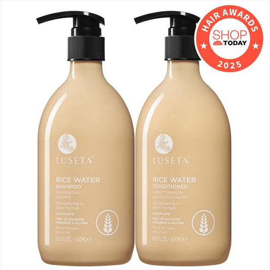 Luseta Rice Water Shampoo and Conditioner Set Strengthening & Nourishing Revitalizes Shine for All Hair Types Hydrating & Frizz Control for Women and Men 16.9Oz*2