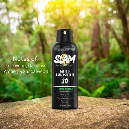 SLAM Men'S Scented Sunscreen Spray SPF 50, Manly Fragrance, Paraben-Free Formula for Younger Looking Skin, Beachman Aroma