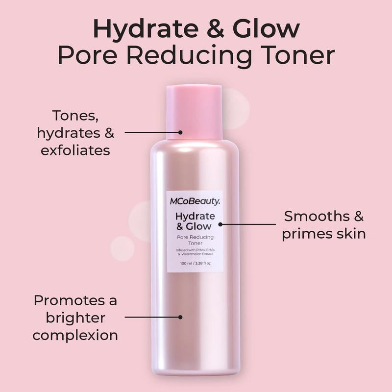 Mcobeauty Watermelon Pore-Tight Toner, Hydrating Exfoliating Toner with Hyaluronic Acid & BHA for Dewy, Smooth-Looking Skin