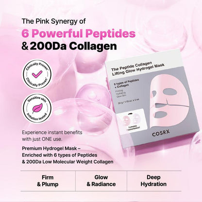 [COSRX OFFICIAL] the Peptide Collagen Lifting Glow Hydrogel Mask_3Ea