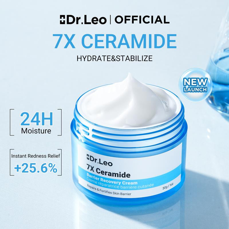 【On Sale】Dr.Leo 7X Ceramide Hydrating & Soothing Recovery Cream Reduces Redness & Deeply Moisturizes -30G Affordable Skincare for Sensitive Skin