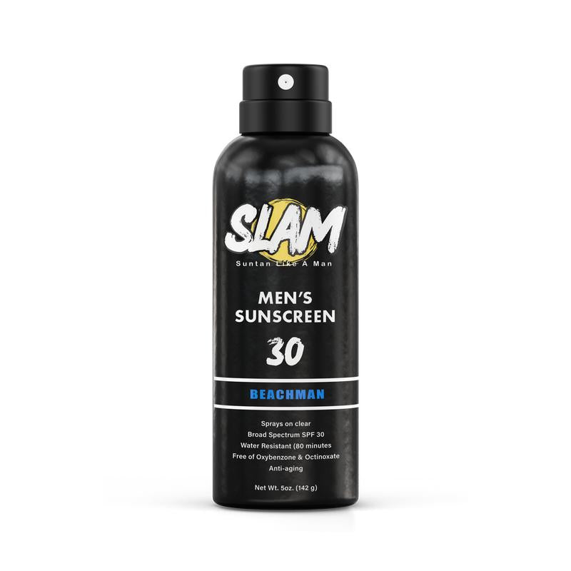 SLAM Men'S Scented Sunscreen Spray SPF 50, Manly Fragrance, Paraben-Free Formula for Younger Looking Skin, Beachman Aroma