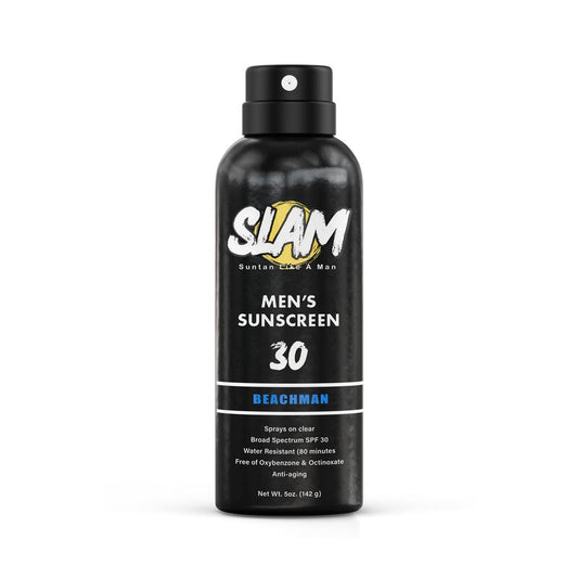 SLAM Men'S Scented Sunscreen Spray SPF 50, Manly Fragrance, Paraben-Free Formula for Younger Looking Skin, Beachman Aroma