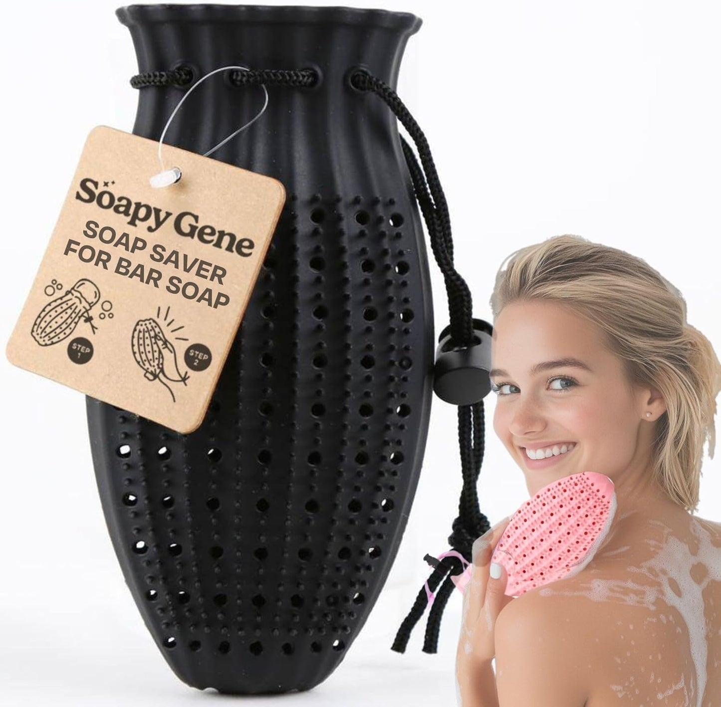 Soap Saver Bag, Gentle Exfoliating Loofah Pouch, Soap Sleeves for Bars, Exfoliating Bag, Bar Soap Pouch, Mesh Soap Bags for Soap Bars, Soap Bar Bag, Silicone Body Scrubber, Pink Loofah