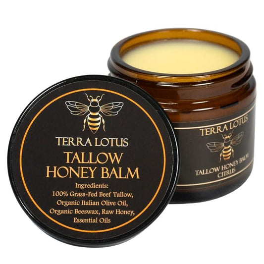 Organic Grass-Fed Beef Tallow Balm with Raw Honey - Moisturizing Cream for Soft, Smooth Skin - Handmade All-Natural Moisturizer (2 Oz, Lavender)