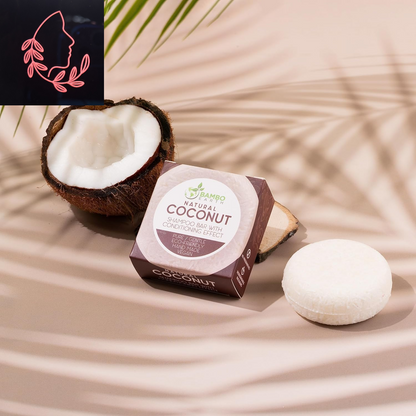 Solid Shampoo Bar and Conditioner Effect Hair Soap – 100% Organic Shampoo Bars for Hair with All Natural Plant Based Essential Oils and Zero Waste Biodegradable Packaging (Coconut)
