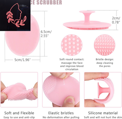 15-Piece Silicone Facial Cleansing Brush Set - 5 Face Scrubbers, 5 Nose Blackhead Removers & 5 Double-Sided Lip Exfoliators for Radiant Skin