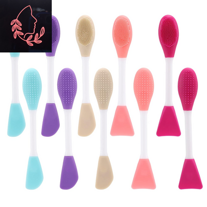 10-Pack Silicone Face Mask Applicators & Double-Sided Facial Scrubber Brush for Gentle Exfoliation and Deep Cleansing