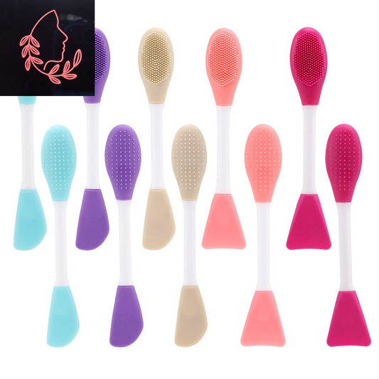 10-Pack Silicone Face Mask Applicators & Double-Sided Facial Scrubber Brush for Gentle Exfoliation and Deep Cleansing