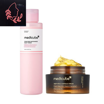 [Medicube] Milky Hyper Fade Duo | Salmon DNA PDRN Milky Toner & Capsule Cream Power Combo for Glass Glow Effect, Korean Skincare, K-Beauty