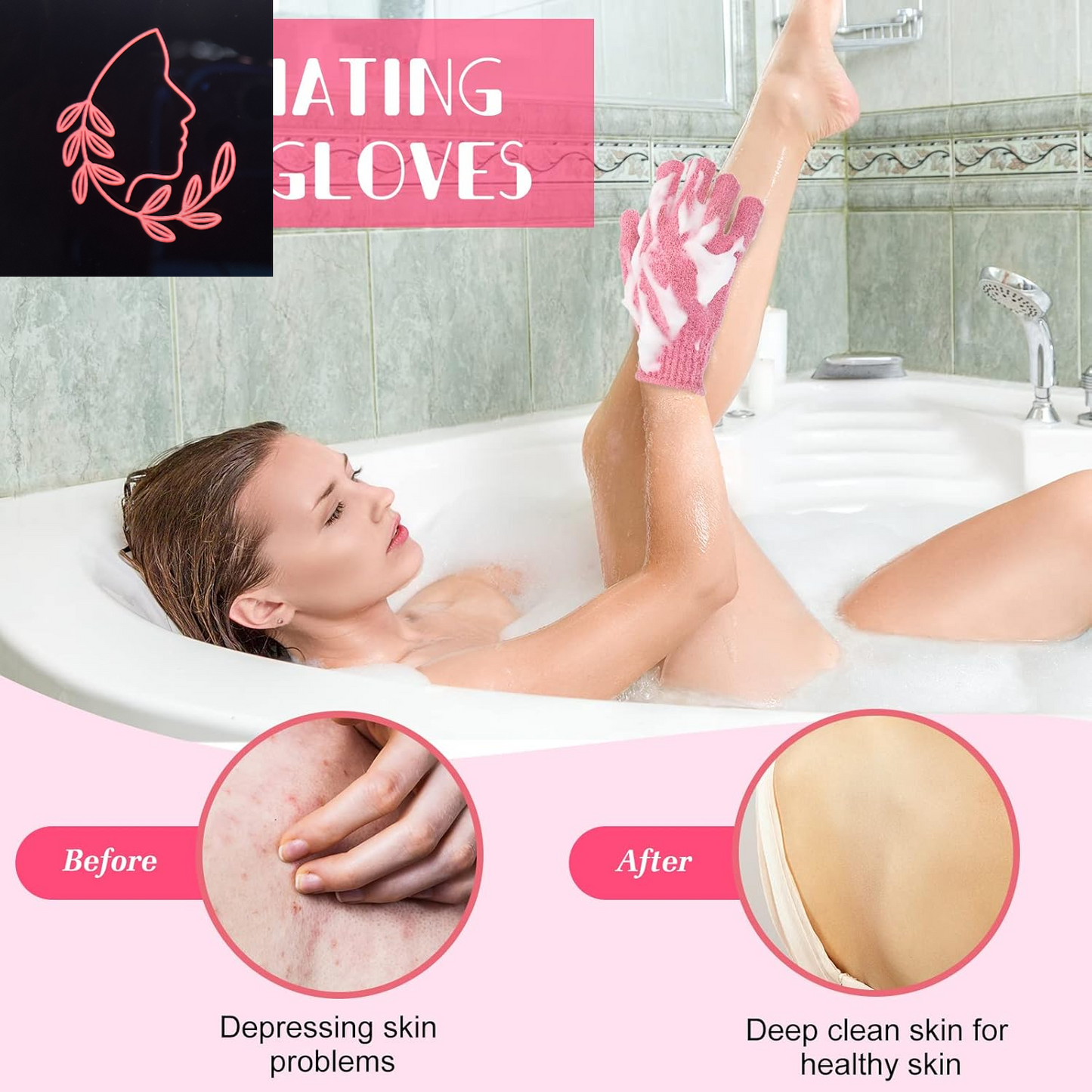 50 Pcs Exfoliating Gloves - Double Sided Bath Shower Scrubber for Deep Skin Cleanse & Spa Massage - 13 Vibrant Colors!
