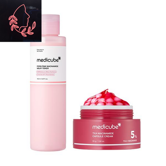 [Medicube] Milky Hyper Fade Duo | Salmon DNA PDRN Milky Toner & Capsule Cream Power Combo for Glass Glow Effect, Korean Skincare, K-Beauty