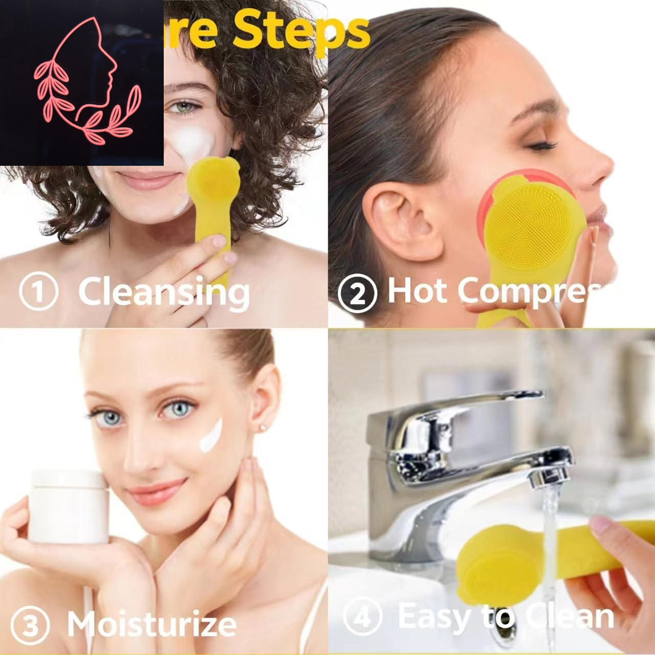 Ultimate 3-in-1 Electric Sonic Face Cleansing Brush - 5 Levels of Deep Cleansing, Waterproof & USB Rechargeable Silicone Scrubber
