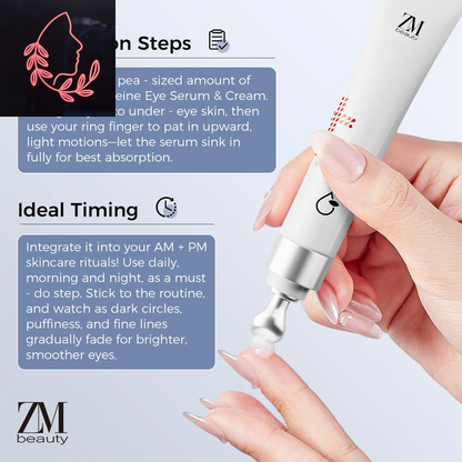 [Zmbeauty]Caffeine Eye Serum & Cream | Reduces Dark Circles, Puffiness & Fine Lines | Hydrating Firming Korean-Beauty Treatment for All Skin Type