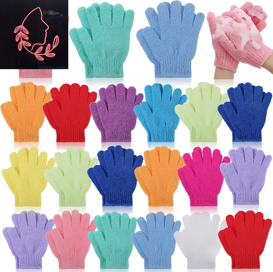 50 Pcs Exfoliating Gloves - Double Sided Bath Shower Scrubber for Deep Skin Cleanse & Spa Massage - 13 Vibrant Colors!