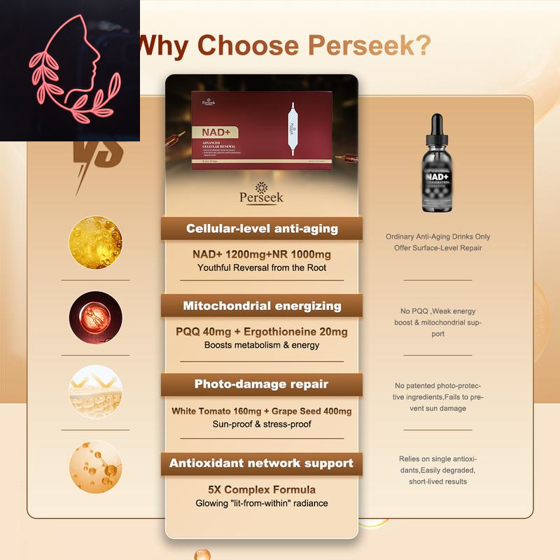 Perseek NAD Advanced Cellular Renewal - 1200Mg NAD Supplement for Skin Aging Support Energy & Focus - 10 Vials