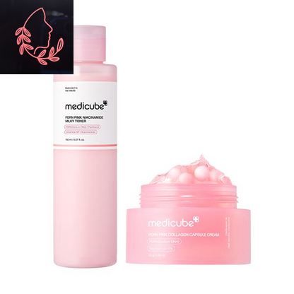 [Medicube] Milky Hyper Fade Duo | Salmon DNA PDRN Milky Toner & Capsule Cream Power Combo for Glass Glow Effect, Korean Skincare, K-Beauty